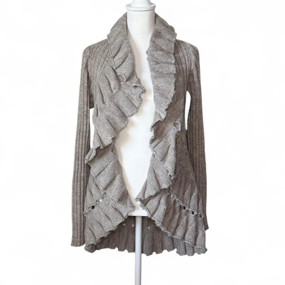 Wool Knit Ruffle Cardigan - Picture 2 of 7